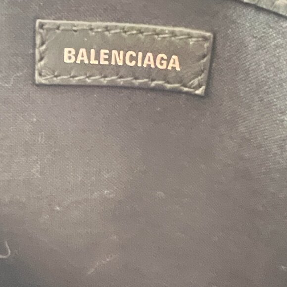 $1750 Authentic BALENCIAGA Made in ITALY Black Canvas Leather W/ Pouch Handbag - Picture 10 of 12